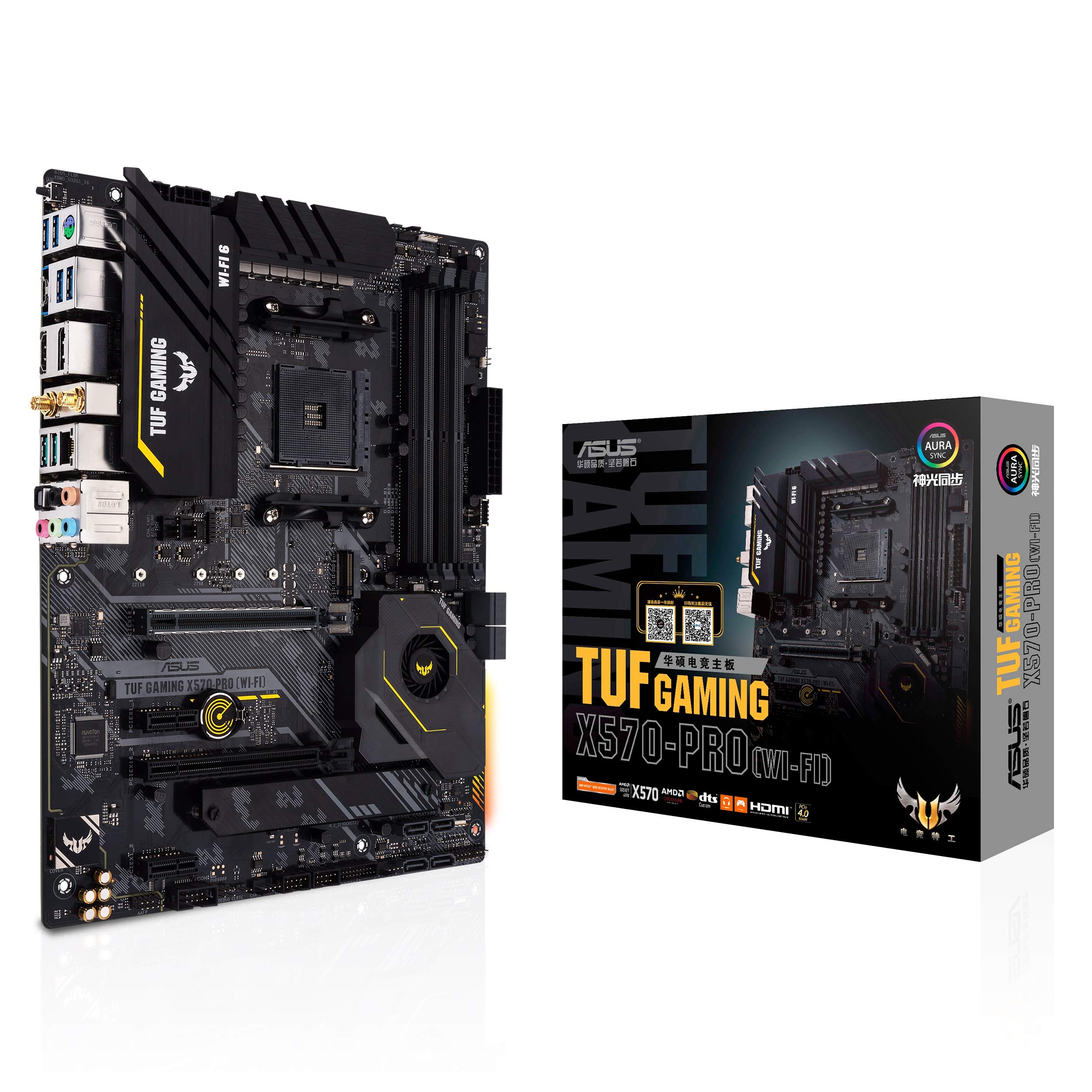 ASUS TUF Gaming X570-PRO AMD AM4 X570 ATX Gaming Motherboard with PCIe 4.0, dual M.2, 2.5G Intel LAN, Wi-Fi 6, 14 Dr. MOS power stages, USB 3.2 Gen 2 Type-C ports and Aura Sync RGB lighting