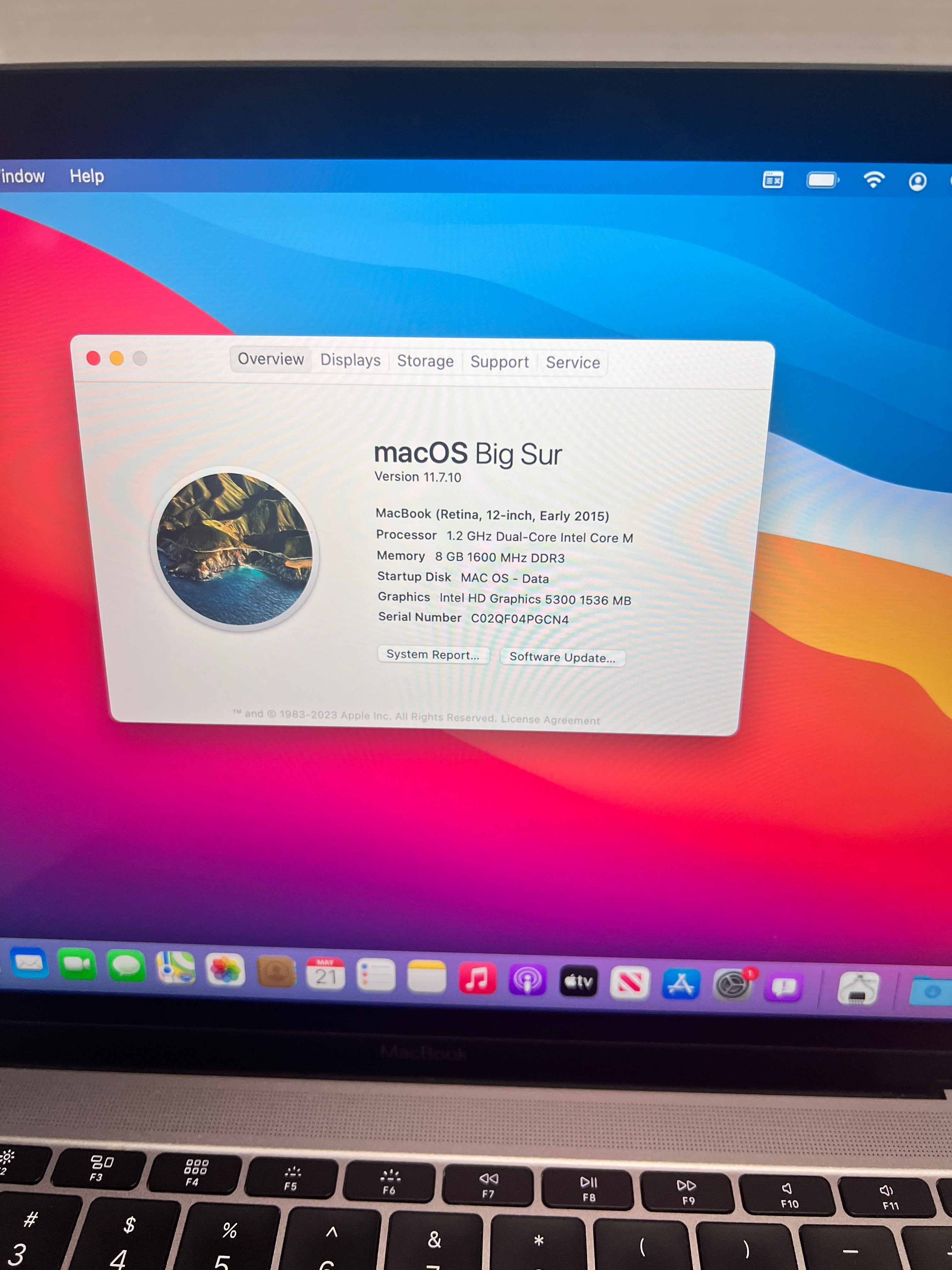 Macbook 12" A1534 8GB RAM/256GB SSD (Year 2015) MacOS BigSur (Pre-owned)