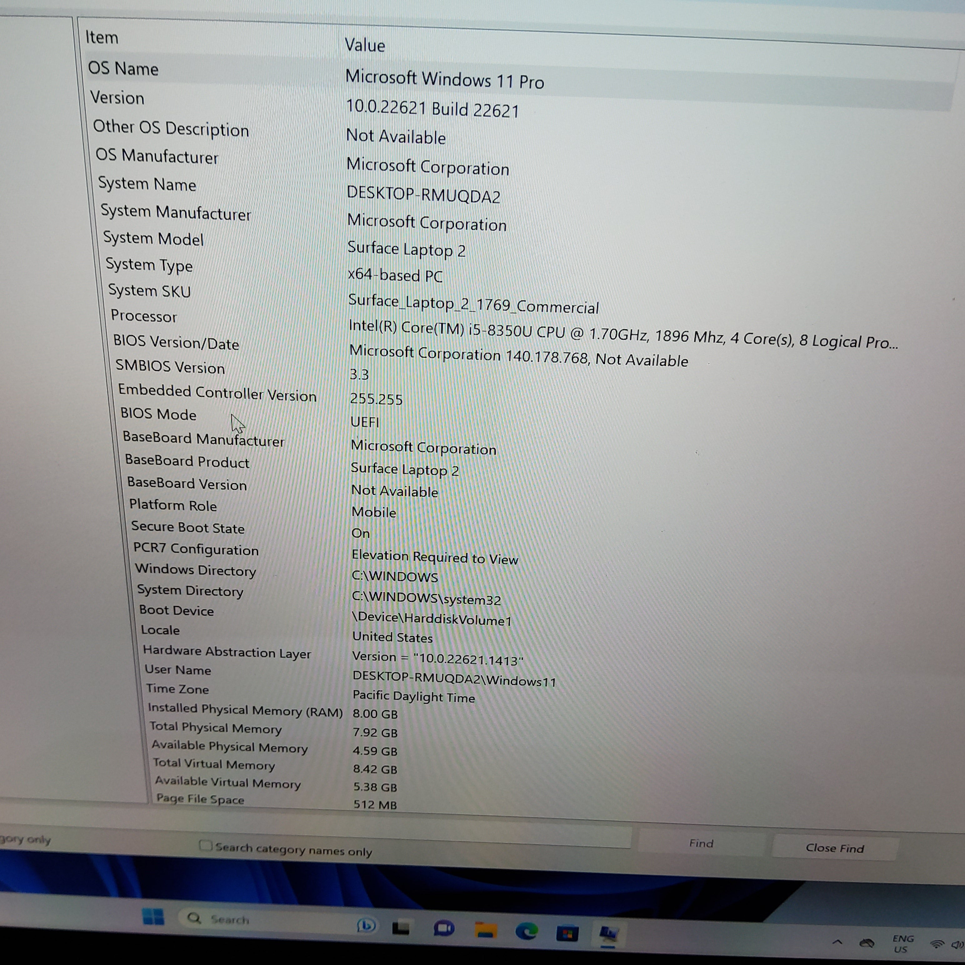 Microsoft Surface Laptop 2 (Intel Core i5 8th gen, 8GB RAM, 128GB) Used