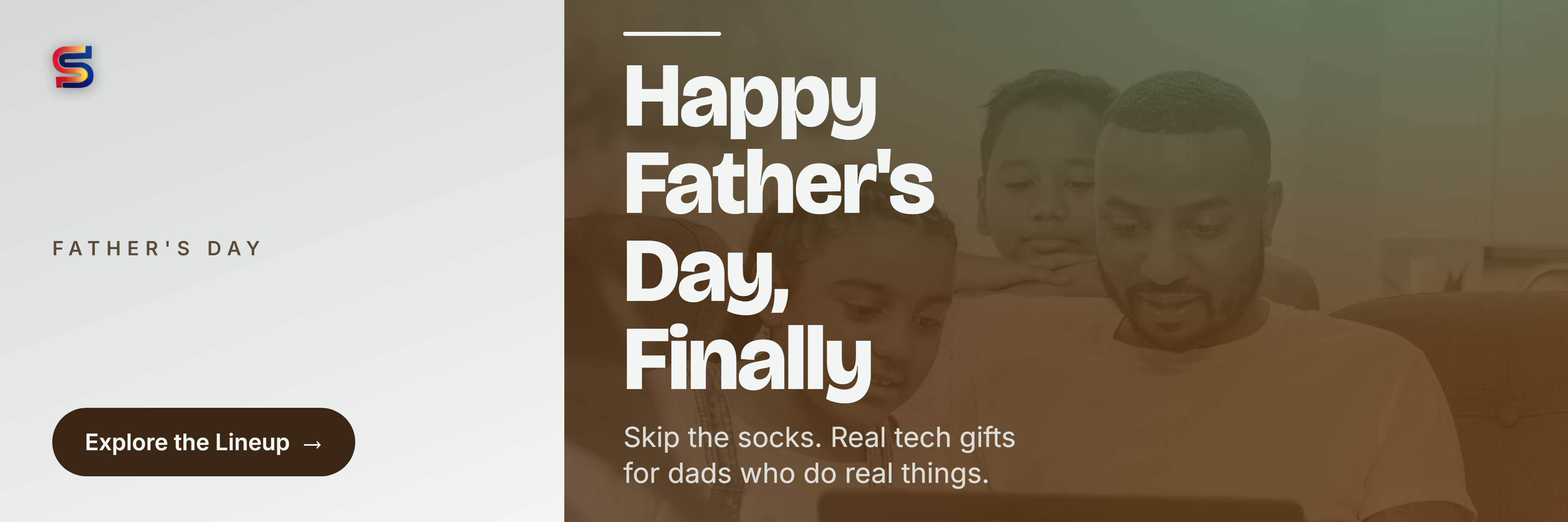 Father and adult child looking at a laptop screen together, laughing